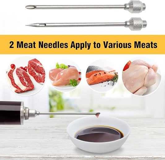 Meat Injector, Plastic Marinade Turkey Injector Syringe with Screw-on Meat Needle for Smoker BBQ Grill, 1-oz, Red, Recipe E-Book (Download PDF)