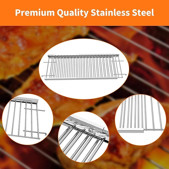 Adjustable Stainless Steel Warming Rack for Nexgrill 720-0830H 720-0888 720-0958B 720-0882A, Easy-Check Fit Accessory for Outdoor Cooking or Use