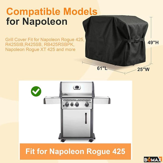 Grill Cover for Napoleon Rogue 425 Series Parts, Grill Cover for Napoleon Grill Accessories, Heavy Duty Waterproof 600D Polyester Grills Accessories, Black