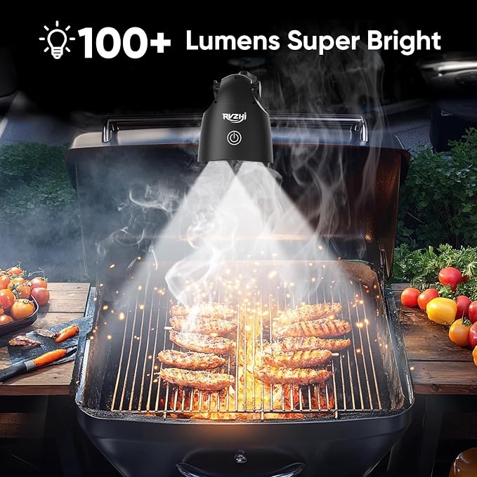 Grill Light BBQ Accessories: 10 LEDs Bright BBQ Light Outdoor Cooking | Adjustable Max 1.6in C-Clamp - Clip-On Handle Mounted Flexible Rotating Smoker Lighting - Grilling Gifts for Men Dad Husband