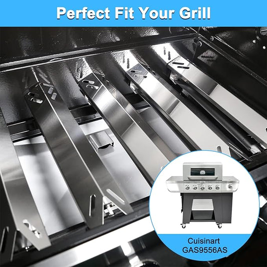 Grill Parts for Cuisinart GAS9556AS GAS9556ASO, Grill Grates & Grill Burners & Heat Tents for Cuisinart 5 Burner Gas Grill GAS9556AS