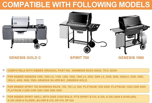7513 Grill Warming Rack for Weber Genesis 1000 Parts Genesis 1000-5500, Genesis Silver/Gold C & B, 80633 Raised Grill Rack for Weber Spirit 700 Genesis Platinum Grill Stainless Steel 24.9"x4.7"