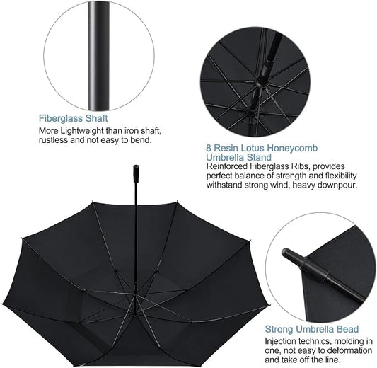 G4Free 80 Inch Golf Umbrella Extra Large Umbrella Double Canopy Windproof | Heavy Duty Oversized, Waterproof Stick Umbrella for Rain UV Protection, Fits 6-8 people for Doorman/Family/Patio