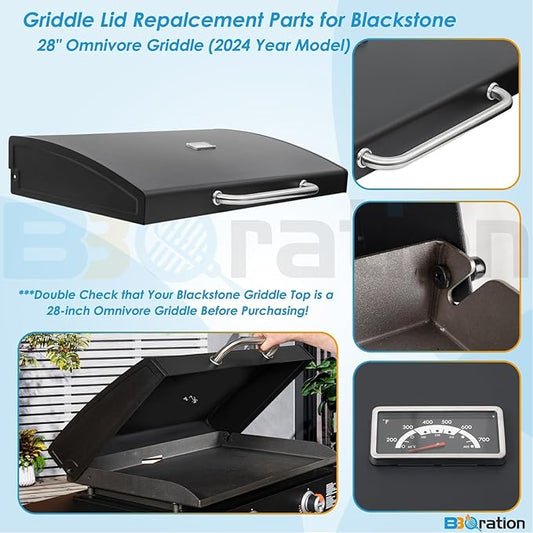 Upgrade Hinged Lid for Blackstone 1517 28 Inch Omnivore Griddle (2024 Model), 5857 Griddle Hood Flat Top Lid for Blackstone 28" 2206 2269 Grill Hood