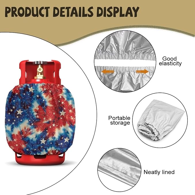 Dual Propane Tank Cover Fits Standard 20 lb Tank Cylinde Travel Trailer Propane Covers with Elastic Slip in Gas Cover Water & Wear-Resistant for Outdoor and Indoor Use