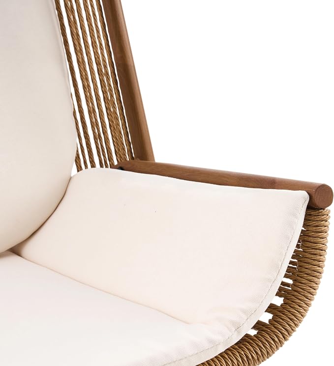 Christopher Knight Home Lumin Outdoor Rocking Chair, High Back PE Rattan Wicker Rocker with Metal Frame, Rocking Chair with Cushion, Comfort Rocker with Ergonomic Design for Patio or Lounge, Brown