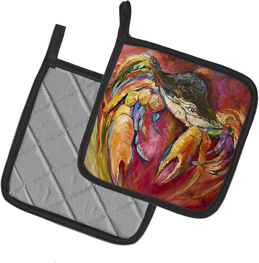 Caroline's Treasures JMK1249PTHD Crab Stars Pair of Pot Holders Kitchen Heat Resistant Pot Holders Sets Oven Hot Pads for Cooking Baking BBQ, 7 1/2 x 7 1/2
