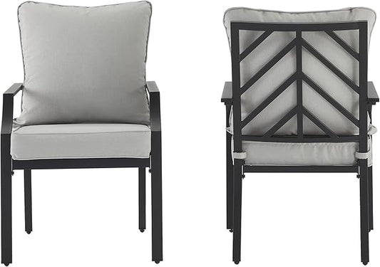 Crosley Furniture Otto 2-Piece Outdoor Chair Set, Dining Patio Chairs for Deck, Backyard, Matte Black with Gray Cushions