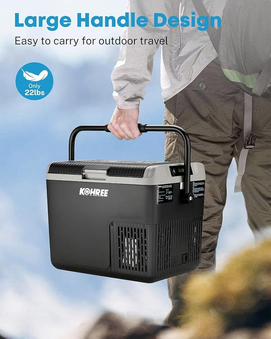 Kohree 12 Volt Car Refrigerator, 19QT(18L) Car Fridge with Large Handle, -4℉~68℉ 12V Electric Cooler 12/24V DC 12/24V DC, 110-240V AC Compressor Portable Freezer for Camping Road Trips Travel
