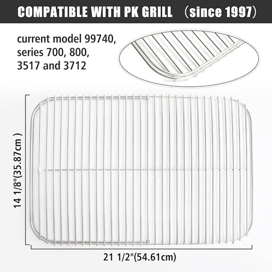 SafBbcue Cooking Grid for PK Barbecue Grills Hinged Grid Grate for PK 99010 Grills Replacement for Series 300, 3714, 3611 Smoker Stainless Steel, Compatible with PK Grill Pre-1997 Models