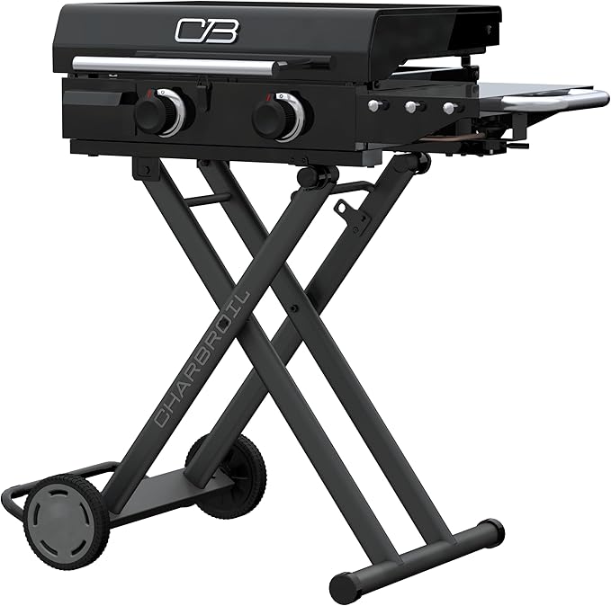 Charbroil 22" Performance Series Folding Cart 2-Burner Portable Propane Gas Griddle, Black - 463711223