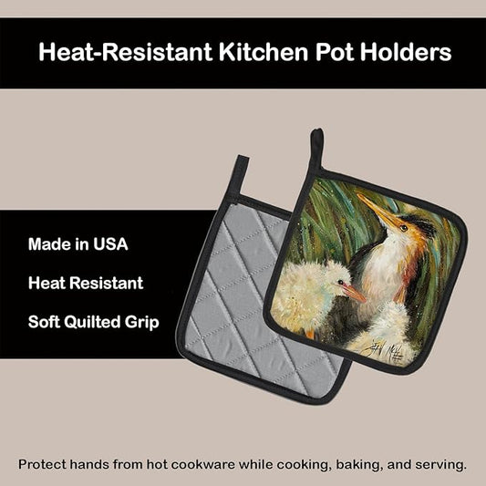 Caroline's Treasures JMK1225PTHD Happy Family Pair of Pot Holders Kitchen Heat Resistant Pot Holders Sets Oven Hot Pads for Cooking Baking BBQ, 7 1/2 x 7 1/2