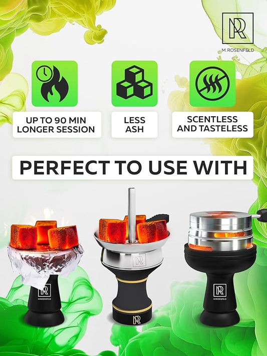 Premium Coconut Charcoal Cubes - Coconut Coals XL Pack of 72 Count & 1 KG (2.2 lbs) – Premium Quality 25mm (1x1x1 in) – 100% Natural Coconut Charcoal Cubes – NOT Quick Light - Pack of 1