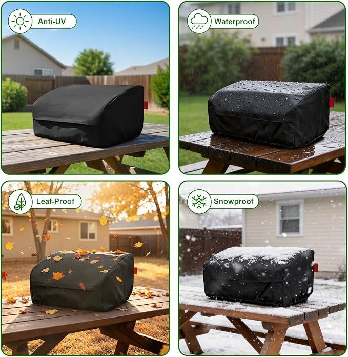 24 Inch Walk-with Portable Tabletop Grill Cover with Overlapping Opening for Carry Without Removing, Waterproof 600D BBQ Grill Cover for Cuisinart CGG-306, Royal Gourmet GT1001, Pit Boss 75275