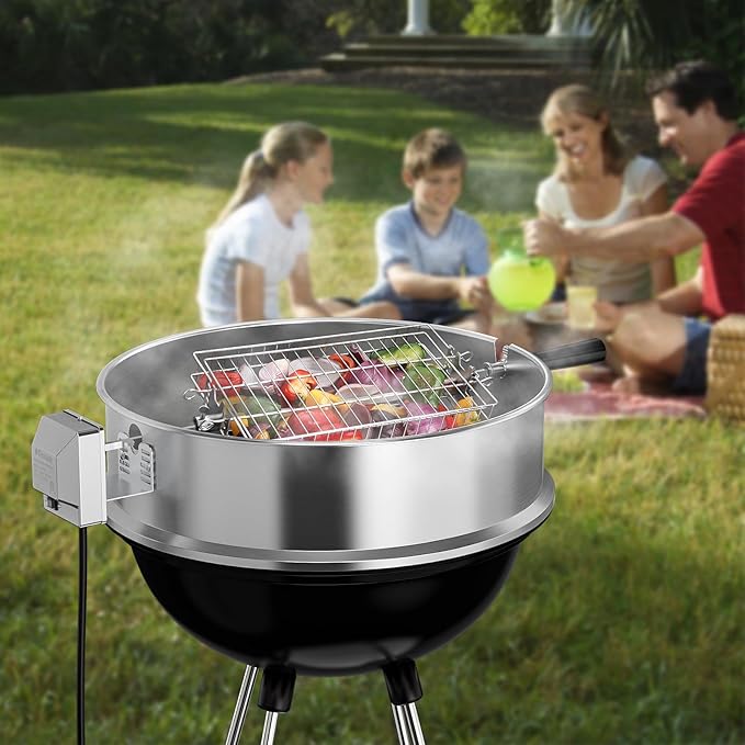 TURBRO Flat Rotisserie Basket, 304 Stainless Steel, Universal Grill Accessory, Compatible with 1/2” or 3/8" Hexagon, 3/8" or 5/16" Square Spit Rods, Fits Most Grills, for Outdoor BBQ