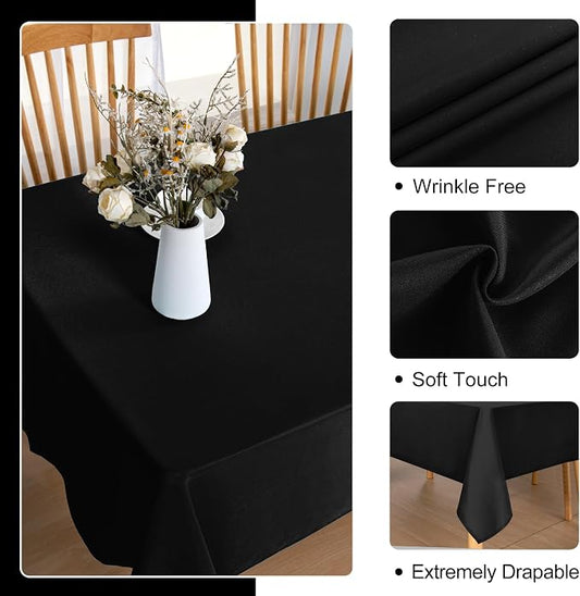 DWCN Square Tablecloth - 40 x 40 Inch - Waterproof Stain and Wrinkle Resistant Washable Table Cloth, Decorative Fabric Table Cover for Kitchen Dining Room Party and Outdoor Use, Black