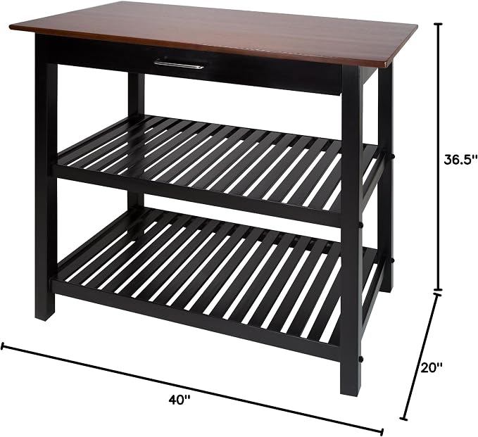 Kitchen Island with Solid Wood Top
