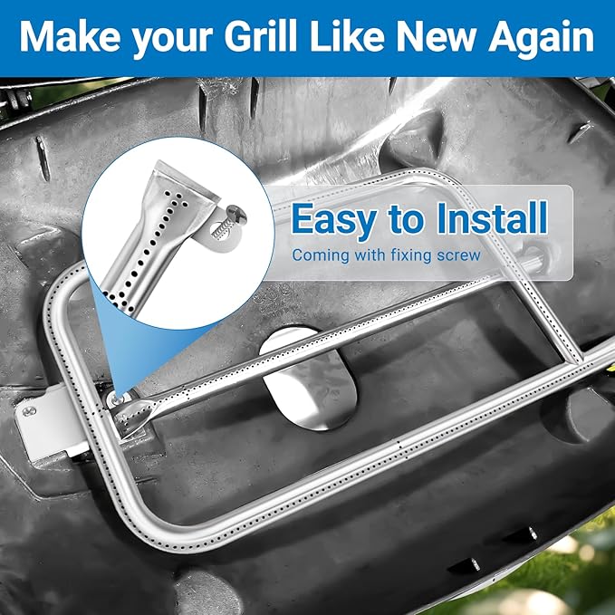 Uniflasy 65032 Grill Burner Tube for Weber Q3200, Q300, Q320, Q3000, 404341, 57060001, 586002 Gas Grills, 304 Stainless Steel Grill Replacement Burner for Weber Q Series 60036, 80385
