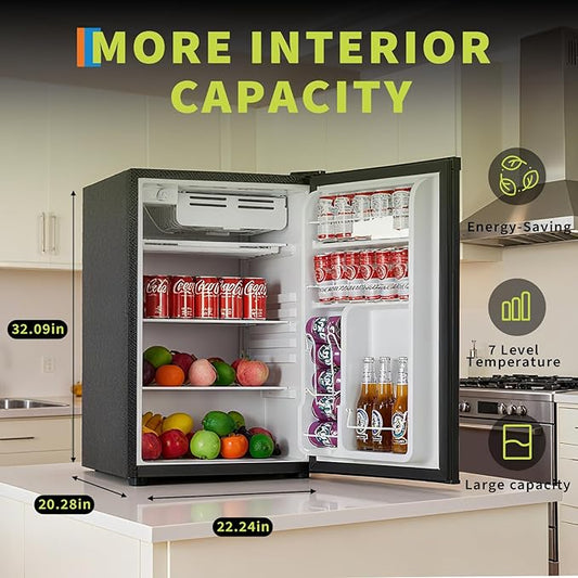 PioneerWorks 4.5 Cu. Ft. Compact Refrigerator | Single Door Mini Fridge with Energy-Efficient & Quiet Operation | for Dorm, Office, Bedroom, Kitchen, Bar Use with Adjustable Shelves