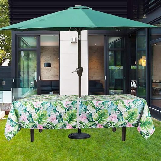 EHouseHome Outdoor Indoor 60x84 inch Rectangle Tablecloth with Umbrella Hole and Zipper, Waterproof Zippered Patio Cloths, Spring/Summer Table Covers for Backyard Circular Table/BBQs/Picnic