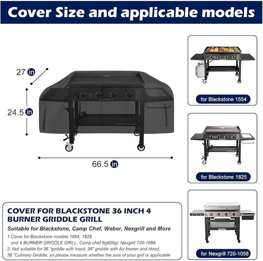 Griddle Cover for Blackstone 36 Inch Griddle Cooking Station, Waterproof Oxford Flat Top Gas Grill Cover for Blackstone 1554, 1825 and 4 Burner Griddle Grill, Nexgrill 720-1058