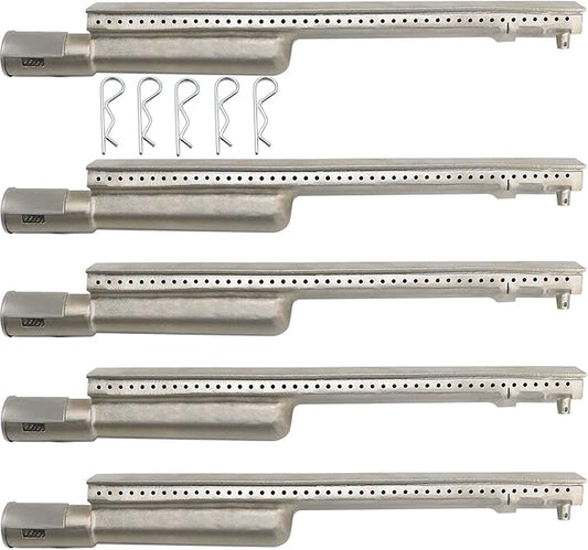 HONSIN 5 Set Heavy Duty Cast Stainless Steel Grill Burners for Bull, Premium Outdoor BBQ Gas Grill Burner Replacements for Bull, Cal Flame, Blaze, Aussie, Bakers & Chefs, Thermos Turbo CharBroil
