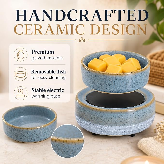 Candle Wax Melt Warmer with Timer Ceramic Electric Wax Melt 4-in-1 Oil Burner Adjusting Temperature Fits Yankee Large Jar Scented Candle for Home Decor Birthday Gifts for Women Mom Grandma Girls