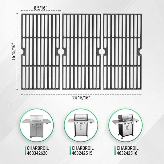 Cast Iron Grill Grates for Charbroil Advantage 4 Burner 463344116 463370719 463343015, 16 15/16" Cooking Grids Grill Grates Replacement for Advantage 2 Coal Parts 463340516 Gas Grill