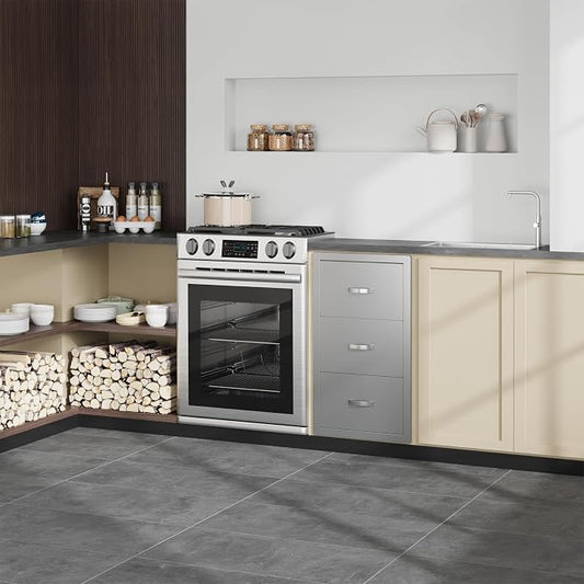 Garvee Outdoor Kitchen Drawers 17"Wx21"Dx30"H, Flush Mount Access BBQ Drawers with full Stainless Steel,Weatherproof & Rust-Resistant,for Outdoor Kitchen Island, Patio Grilling Tools & Spices | Stainless Steel - Weatherproof Rust-Resistant Drawers for ...
