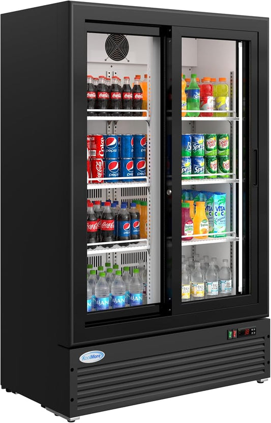 KoolMore 35 in. Retail Display Refrigerator, 10 Cu. Ft. Low Height Merchandiser Cooler, Aisle End Grab-and-Go Beverage Display Fridge for Convenience Stores, Supermarkets & Checkout, Black