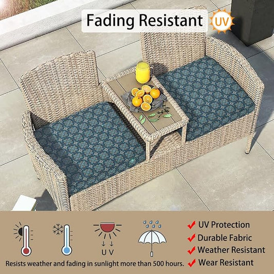 Magpie Fabrics Indoor Outdoor Cushion Cover Replacement 2 Pack, NO Insert! Water Repellent Slipcover with Ties Decor for Patio Garden Chair Sofa Bench Wicker(Morgan Medal Blue, 24x22x4 Inch)