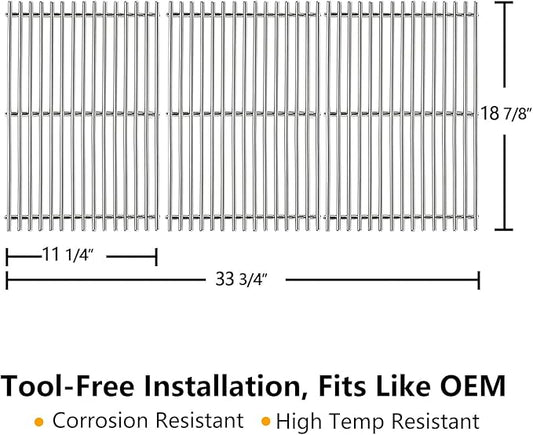 Hongso 18 7/8 inch SUS304 Stainless Steel Grill Grates 66089 for Weber Genesis II 400 Series E & S 410 415 435 SE 410, II LX E440 S440 and Genesis 2 GS4 Gas Grill, Replacements Parts for 66097