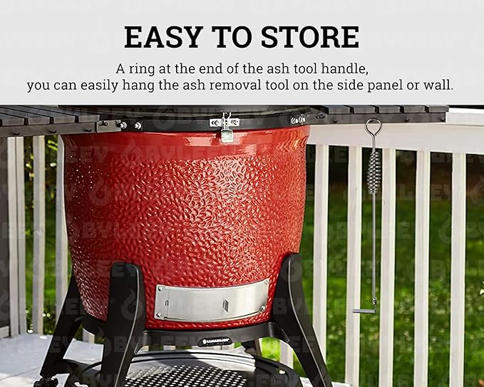 18" Charcoal Grill Rake Parts, BBQ Ash Tool Poker for Smoker. Cleaning Out and Moving Coals - Ash Shovel Tongs for Fireplace, Pizza Oven, and Wood Stove. Great BGE, Classic Joe Accessories, Stainless
