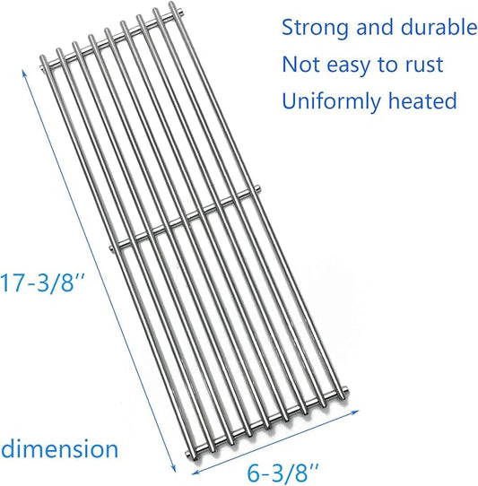 17-3/8" Stainless Steel Grates for Broil King Baron 320, 340, 420, 440, 490 Huntington 2122-64 2122-67 6020-54 6020-57 6020-64 Broil-Mate 7020-54 7020-64 7120-64 Sterling Gas Grill