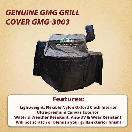 Green Mountain Grills Pellet Grill Cover Fits Daniel Boone Choice, Prime, Ledge 1.0 Models, Full Length, Black GMG-3001 GMG-3003