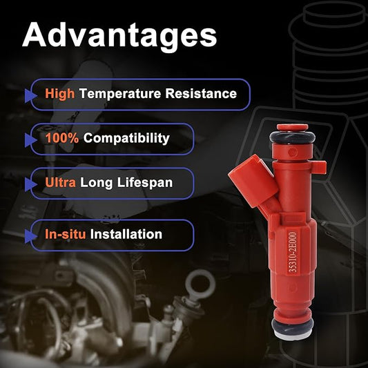 HiSport Fuel Injector 1PC Compatible with Hyundai Accent L4 1.6L 2006-2011,Kia Rio Rio5 L4 1.6L 2009-2011 Replace 35310-2E000 12 Holes