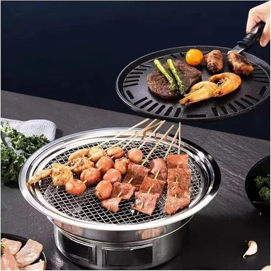 Multifunctional Charcoal Barbecue Grill, Household BBQ, Portable Camping Stove(35cm Set)