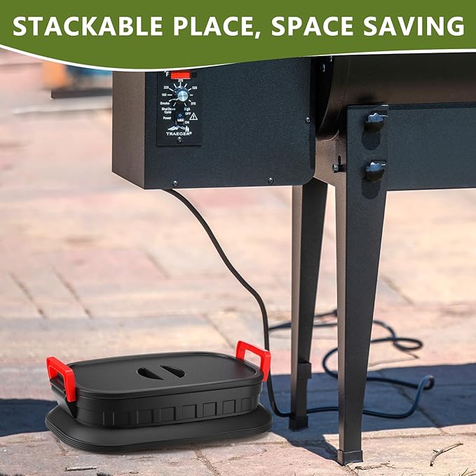 Geelin Wood Pellet Storage Containers with Scoop & Stickers Kit Smoker Pellet Storage Bin Black with Lids Grill Accessory