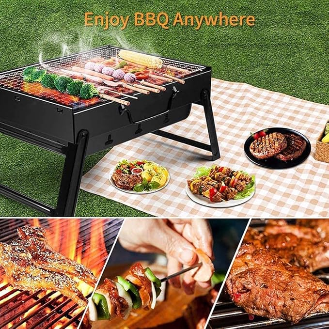 BBQ Grill Outdoor Portable Charcoal Grill, Lightweight Barbecue with Handle Grill Foldable BBQ Grills for Outdoor Cooking, Picnic, Camping, Patio Backyard Cooking (Size : M) (M) (S)