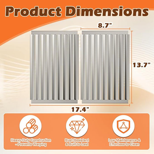 Grill Grates for Solaire 21G Grills Stainless Steel Grill Replacement Parts for SOL-IRBQ-21GVI-LP Replacement Grates for SOL-2116R, 8.7 x 13.7 Inch
