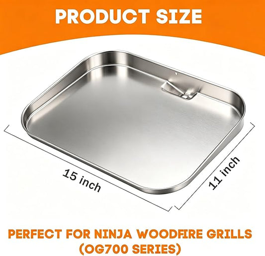 OG701 Griddle Plate Insert for Ninja Woodfire Outdoor Grills OG700 Series, Stainless Steel Griddle Pan for Ninja XSKGRDPLT Woodfire OG701 Grill Accessories