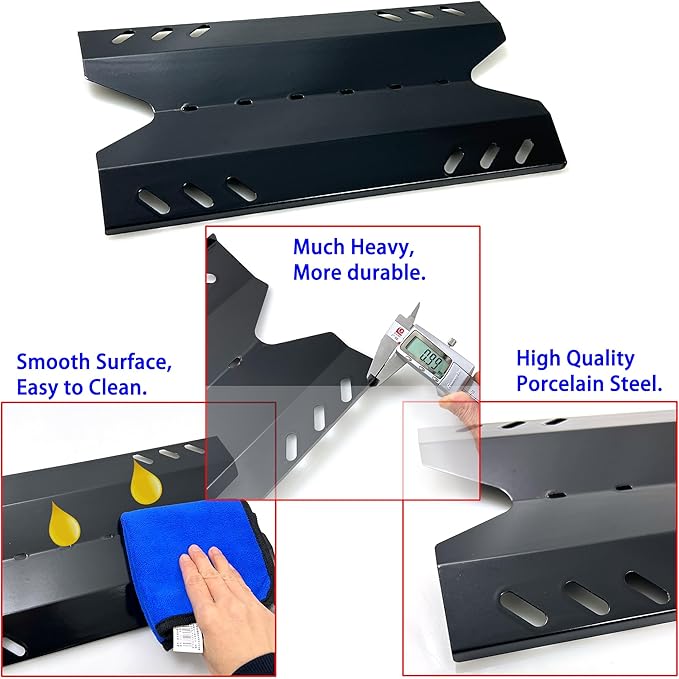 Kit DG186 Replacement for Members Mark BQ05046-6, BBQ Pro BQ05041-28, BQ51009, Sam's Club, Outdoor Gourmet BQ05037-2, BQ05046-6A Gas Grills, Burner Tube, Porcealain Steel Heat Plate, 3pk