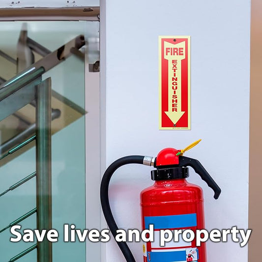 iSYFIX Fire Extinguisher Glow in the Dark Signs – 3 Pack 4x12 Inch – 40 mil Thick Polystyrene Plastic, Laminated for Ultimate UV, Weather, Scratch, Water & Fade Resistance, Indoor & Outdoor