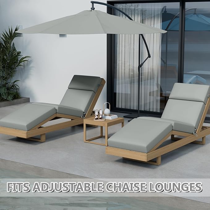 Chaise Lounge Cushions Outdoor, 72 x 21 x 4 Inch Lounge Chair Cushions for Outdoor Furniture - Waterproof Lounge Patio Replacement Cushion, 4In Fade-Resistant ThickPatio Chaise Lounge Cushion