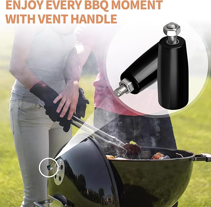 Cool Touch Damper Handle for Grill Vent, Damper Handle Knob Fit for Weber Smokey Mountain WSM Kettle, Easy-Grip Thumb Handles for Weber Smokey Mountain Accessories, Replacement Handle for Webers Grill