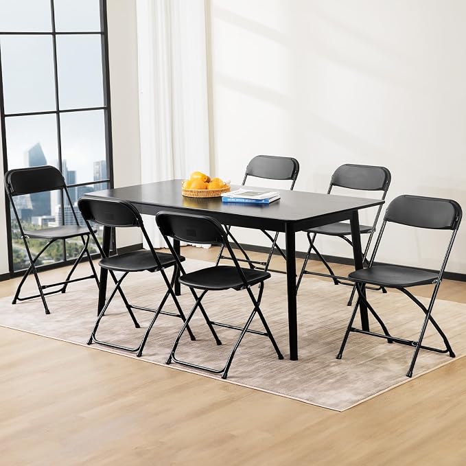 DUMOS Folding Chairs Sets of 8, 330lbs Plastic Stackable Portable Patio Dining Sets, Fold Up for Indoor Outdoor, Camping, Garden, Party, Meeting, Black
