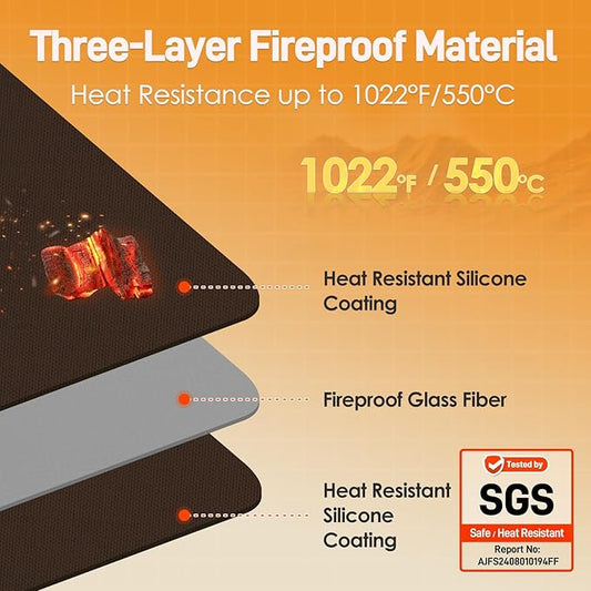 24 x 31in Fireproof Grill Mats for Outdoor Grill to Protect Your Grill Table - Heat Resistant Grill Table Mat - Waterproof & Oilproof BBQ Mat - Brown(1mm)