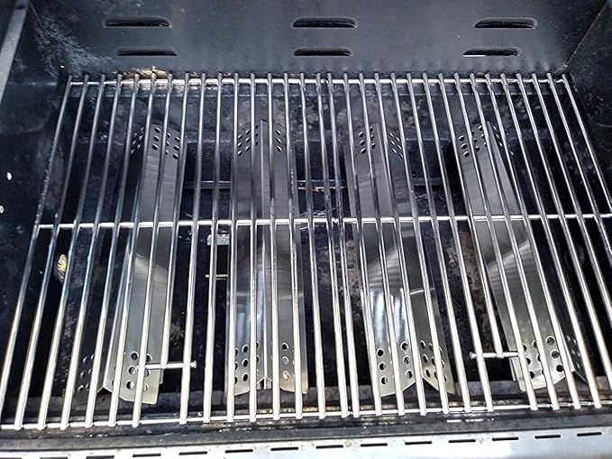 Hisencn Grill Replacement Parts for Nexgrill 720-0783C 720-0783E for Grill Master 720-0697 Gas Grill, Stainless Steel Straight Burner Tubes, Heat Plates Repair Kit (4 Pack)