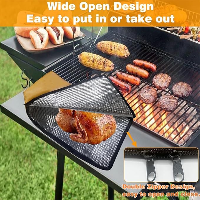 NiceGo BBQ Meat Blanket, Insulated Brisket Resting Bag for Turkey, Pork Shoulder & Beef, 15x21x7 Inch, 5-Layer Insulation, Washable Oxford Cloth (Bag)