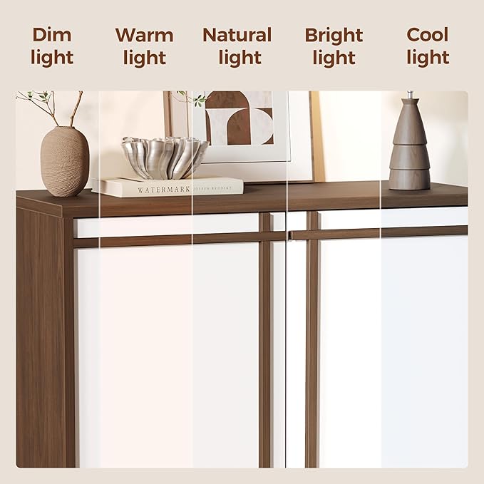 31 inch Sideboard Buffet Cabinet, Modern Credenza with 2 Doors & Adjustable Shelf, Small Coffee Bar Storage for Kitchen, Entryway